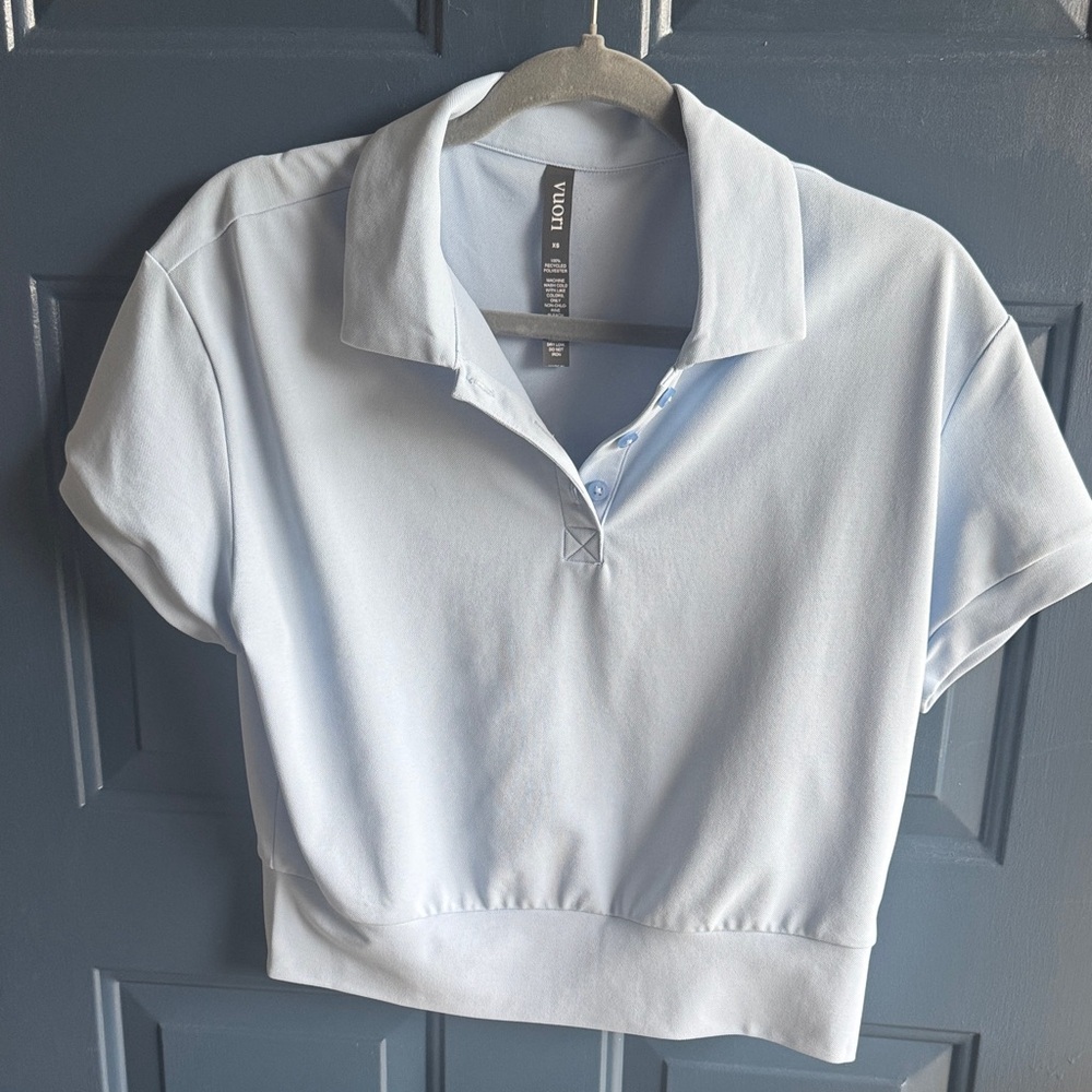 Light Blue Cropped Polo Top